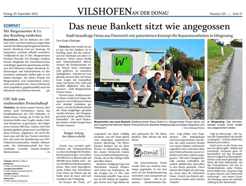 Fertig ausgeführter, geschützter Asphaltrand in Vilshofen